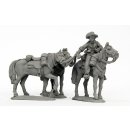 Confederate horse holder in shirt and three horses
