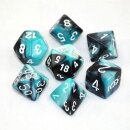 Gemini Polyhedral 7-Die Set - Black-Shell / White