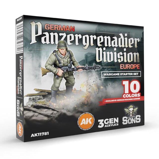 AK 3er Gen: Germanpanzergrenadier Europe – Wargames Starter – 10 Farben & exklusice Figur