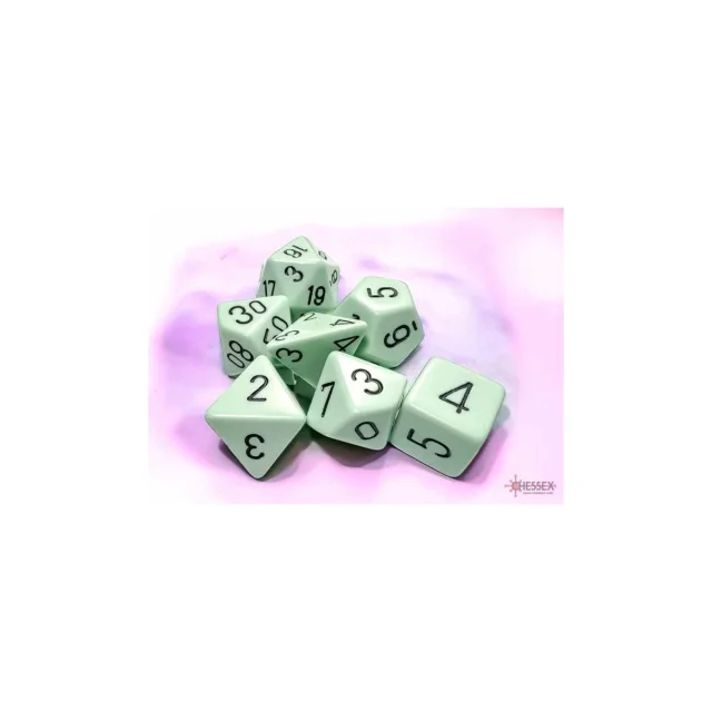 Chessex Opaque Pastel Green/black Polyhedral 7-Dice Set