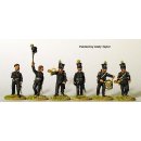 Light infantry command advancing (3 officers, 3 musicians)